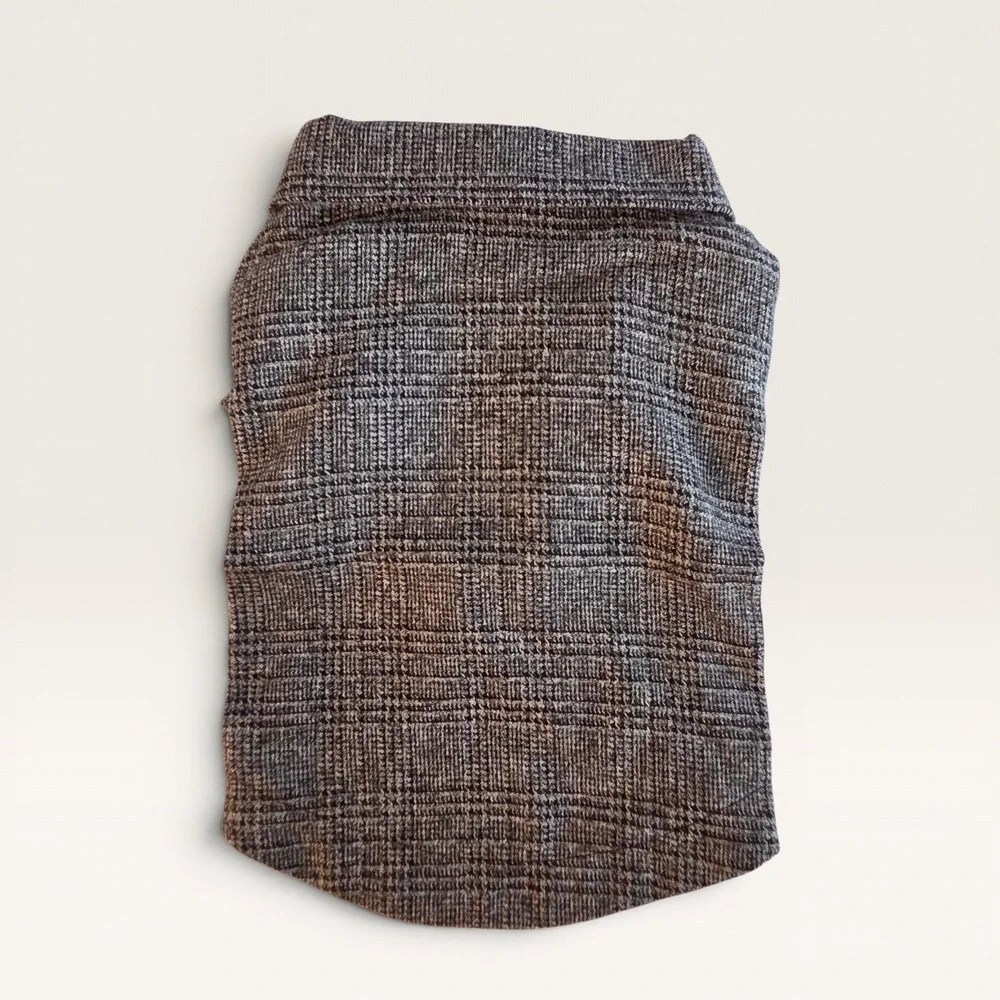 Plaid Dog Blazer Brown Grey Two‎ Button Pet Jacket Small